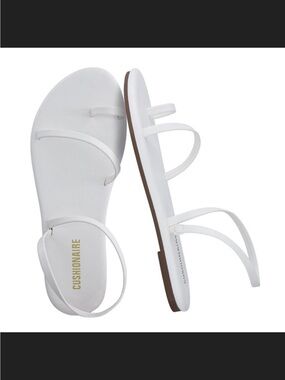 Cushionaire Women's White Chai Strappy Flat Sandals